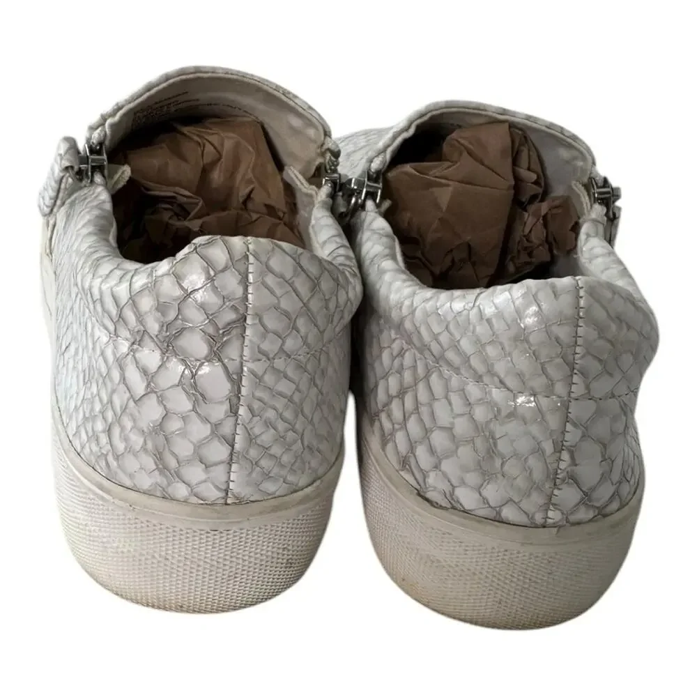 Steve Madden Glaammar White Snake Textured Slip-On Sneakers 7.5
